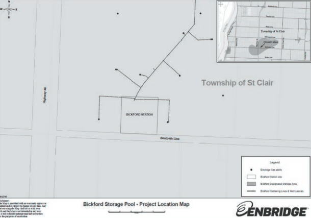 Map of location of Bickford Storage Pool