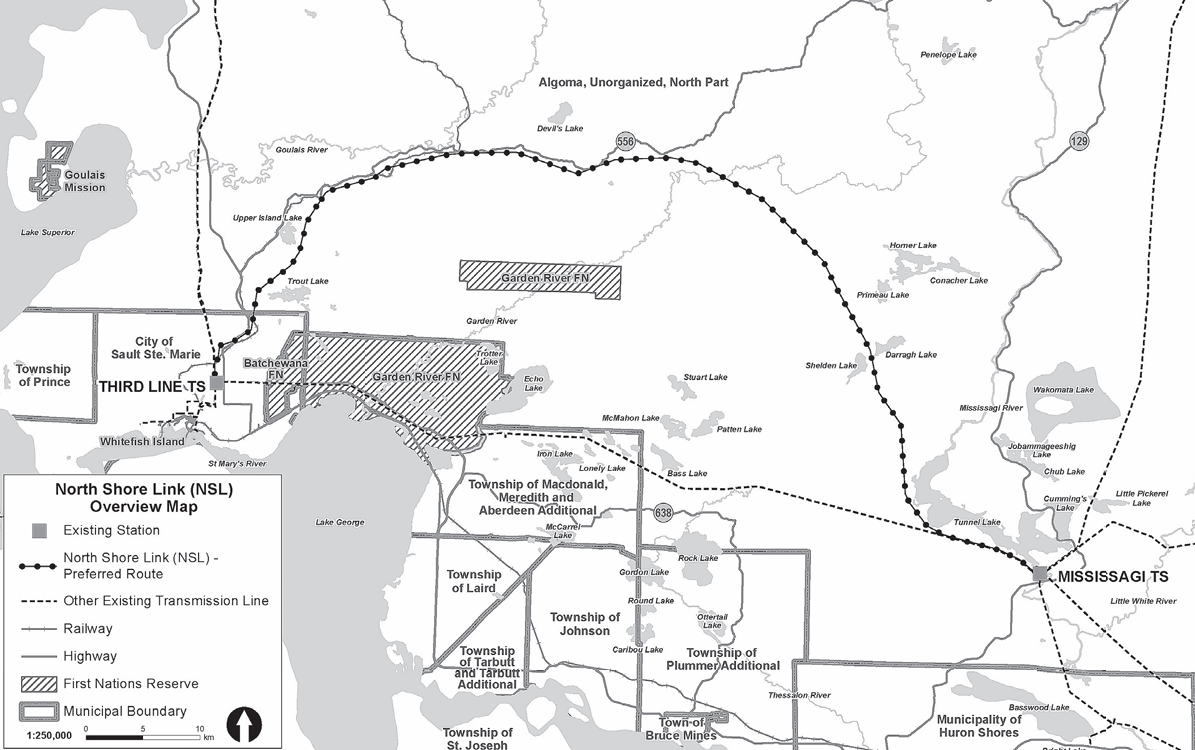 Map of proposed route for transmission line