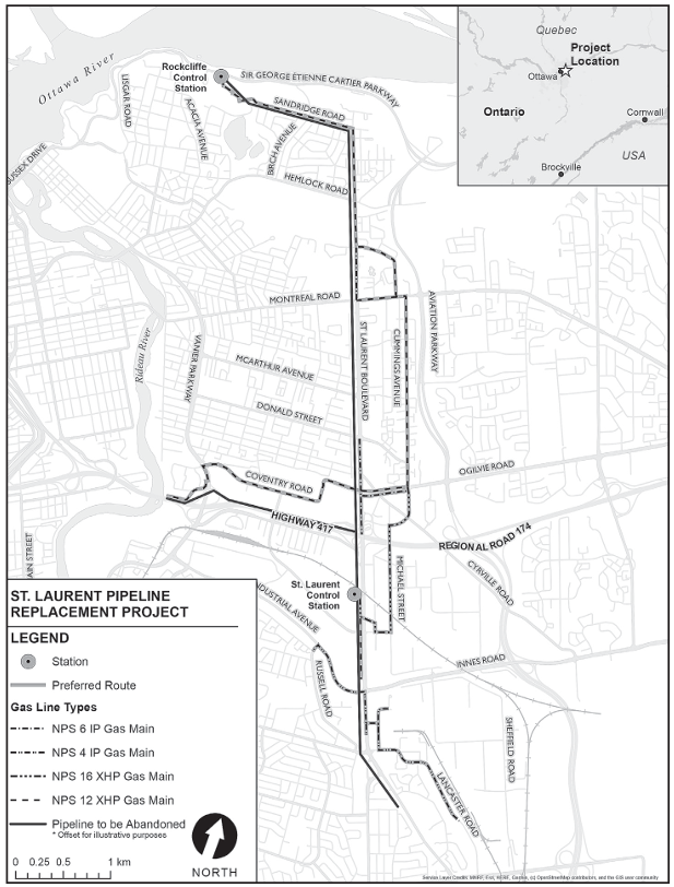 Map of St. Laurent Pipeline Replacement Project